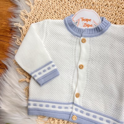 Conj de Linha Tijolinho - Branco com Azul Bebe